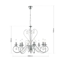 Sierlijke kroonluchter FIORETTO, 8-l., chroom