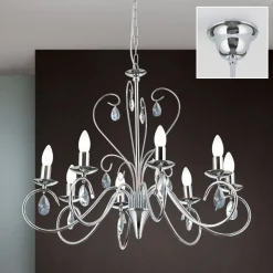 Sierlijke kroonluchter FIORETTO, 8-l., chroom