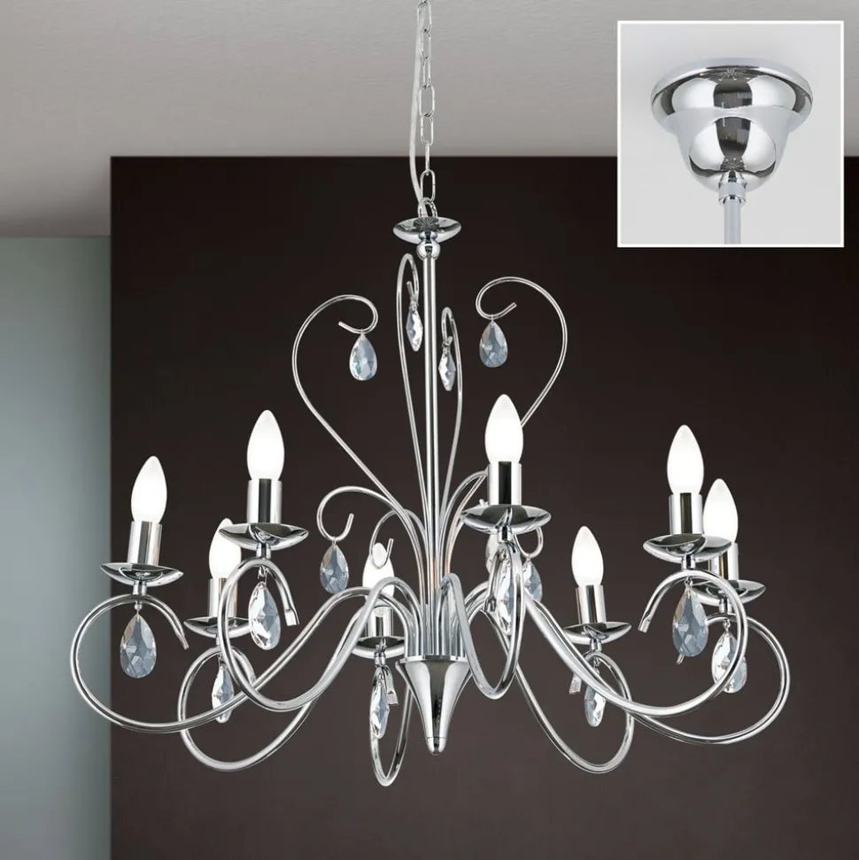 Sierlijke kroonluchter FIORETTO, 8-l., chroom