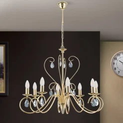 Sierlijke kroonluchter FIORETTO, 8-l., goud