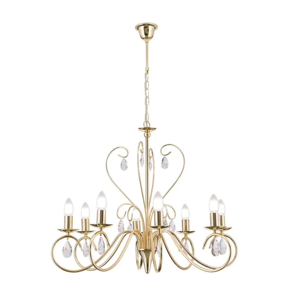 Sierlijke kroonluchter FIORETTO, 8-l., goud