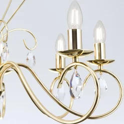 Sierlijke kroonluchter FIORETTO, 8-l., goud