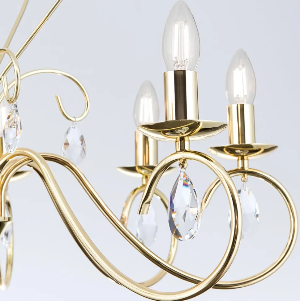 Sierlijke kroonluchter FIORETTO, 8-l., goud