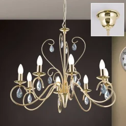 Sierlijke kroonluchter FIORETTO, 8-l., goud