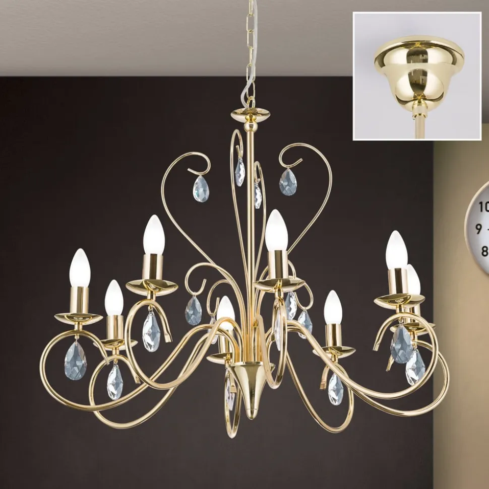 Sierlijke kroonluchter FIORETTO, 8-l., goud