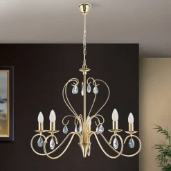 Sierlijke kroonluchter FIORETTO 5-l. goud