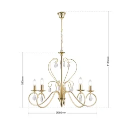 Sierlijke kroonluchter FIORETTO 5-l. goud