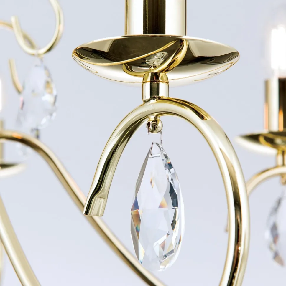 Sierlijke kroonluchter FIORETTO 5-l. goud