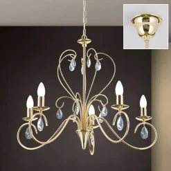 Sierlijke kroonluchter FIORETTO 5-l. goud