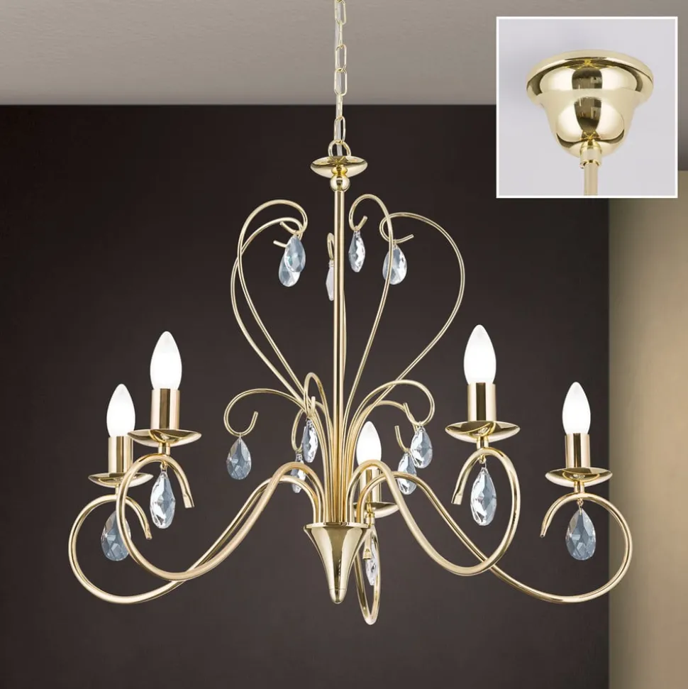 Sierlijke kroonluchter FIORETTO 5-l. goud