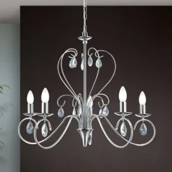 Sierlijke kroonluchter FIORETTO 5-l. chroom