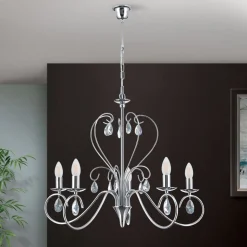 Sierlijke kroonluchter FIORETTO 5-l. chroom