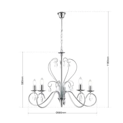 Sierlijke kroonluchter FIORETTO 5-l. chroom