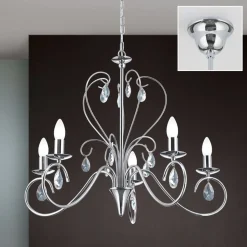 Sierlijke kroonluchter FIORETTO 5-l. chroom