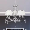 Simplicity kroonluchter, 5-lamps, stof, chroom/wit, E14
