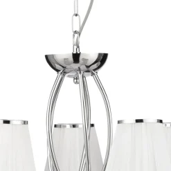 Simplicity kroonluchter, 5-lamps, stof, chroom/wit, E14
