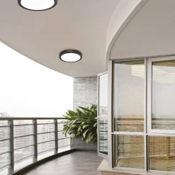 SLC Dio LED plafondlamp IP65 3CCT zwart