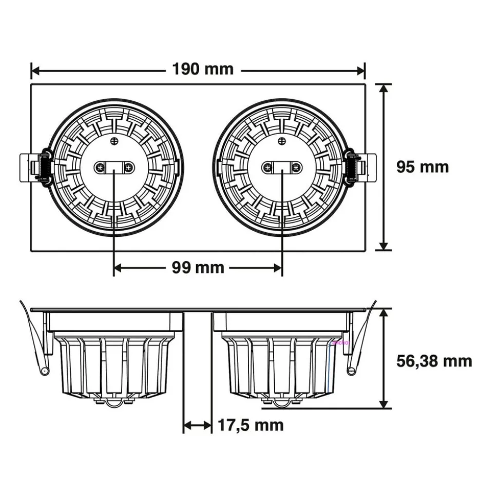 SLC DL04 Square X2 LED inbouwlamp 2700K zwart