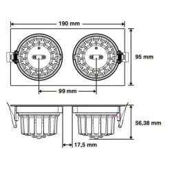 SLC DL04 Square X2 LED inbouwlamp 3000K wit