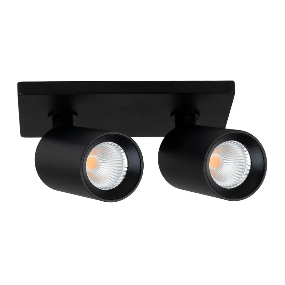 SLC LED inbouwspot Art, 2-lamps, zwart, 2.700 K, aluminium