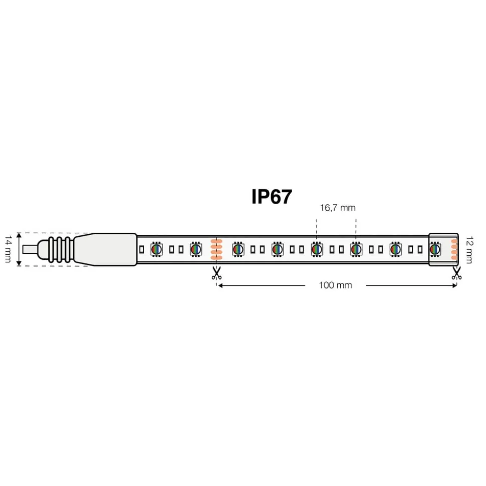 SLC LED Strip RGBW 10m 144W IP67