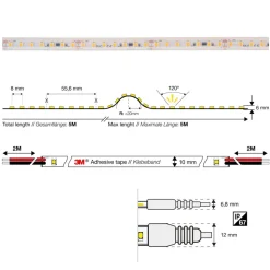 SLC LED Strip Sauna tot 105°C, 24V IP67 5m 3.000K