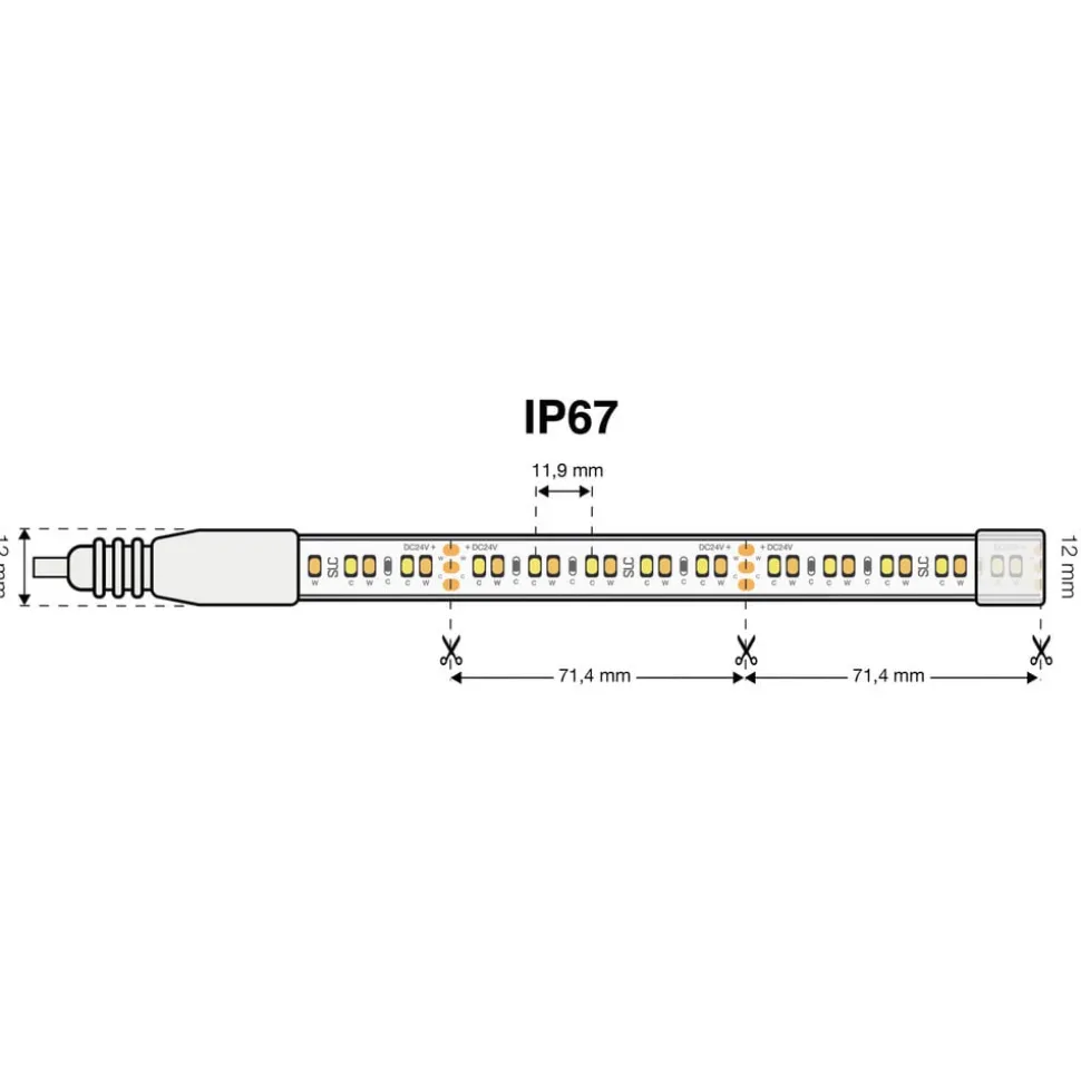 SLC LED Strip Tunable White 827-865 10m 125W IP67