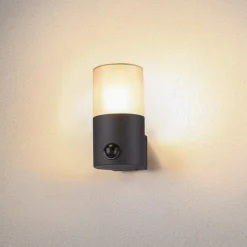 SLV Grafit buitenwandlamp cilindrisch met sensor