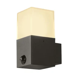 SLV Grafit buitenwandlamp, hoekig, met sensor