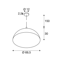SLV hanglamp Forchini, 70 cm zwart/goudkleurig kunststof