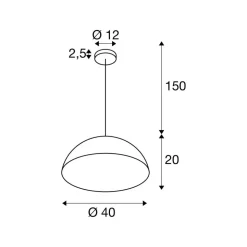 SLV hanglamp Forchini M, 40 cm, zwart/goudkleurig, metaal