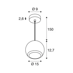 SLV hanglamp Light Eye 150, wit, Ø 15 cm, metaal