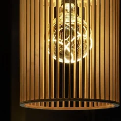 SLV hanglamp Wud, hout licht, Ø 25 cm, hout