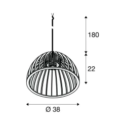 SLV hanglamp Wud, hout licht, Ø 38 cm, hout