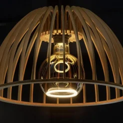 SLV hanglamp Wud, hout licht, Ø 38 cm, hout