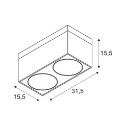 SLV Kardamod plafondlamp, wit, staal, lengte 31,5 cm, 2-lamps.