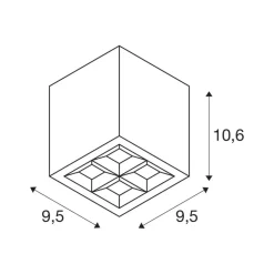 SLV LED plafondlamp S-Cube, antraciet, aluminium, lengte 9,5 cm