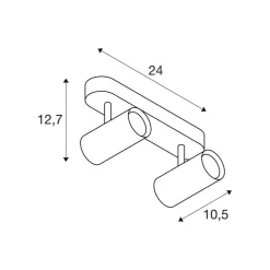 SLV LED plafondspot Noblo, zwart, 2.700 K, lengte 24 cm