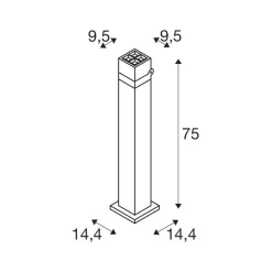 SLV LED tuinpadverlichting S-Cube 75, antraciet, aluminium, hoogte 75 cm