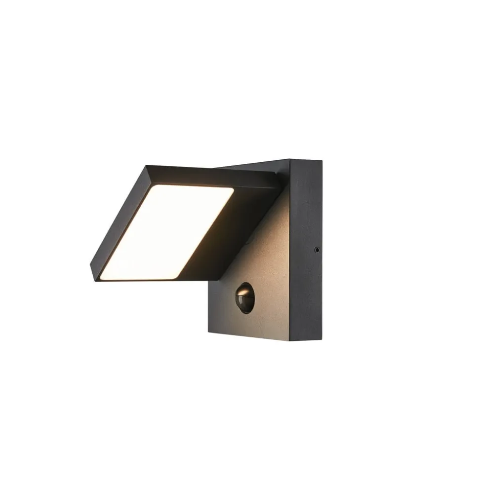 SLV LED wandlamp Abridor, antraciet, breedte 14 cm, sensor