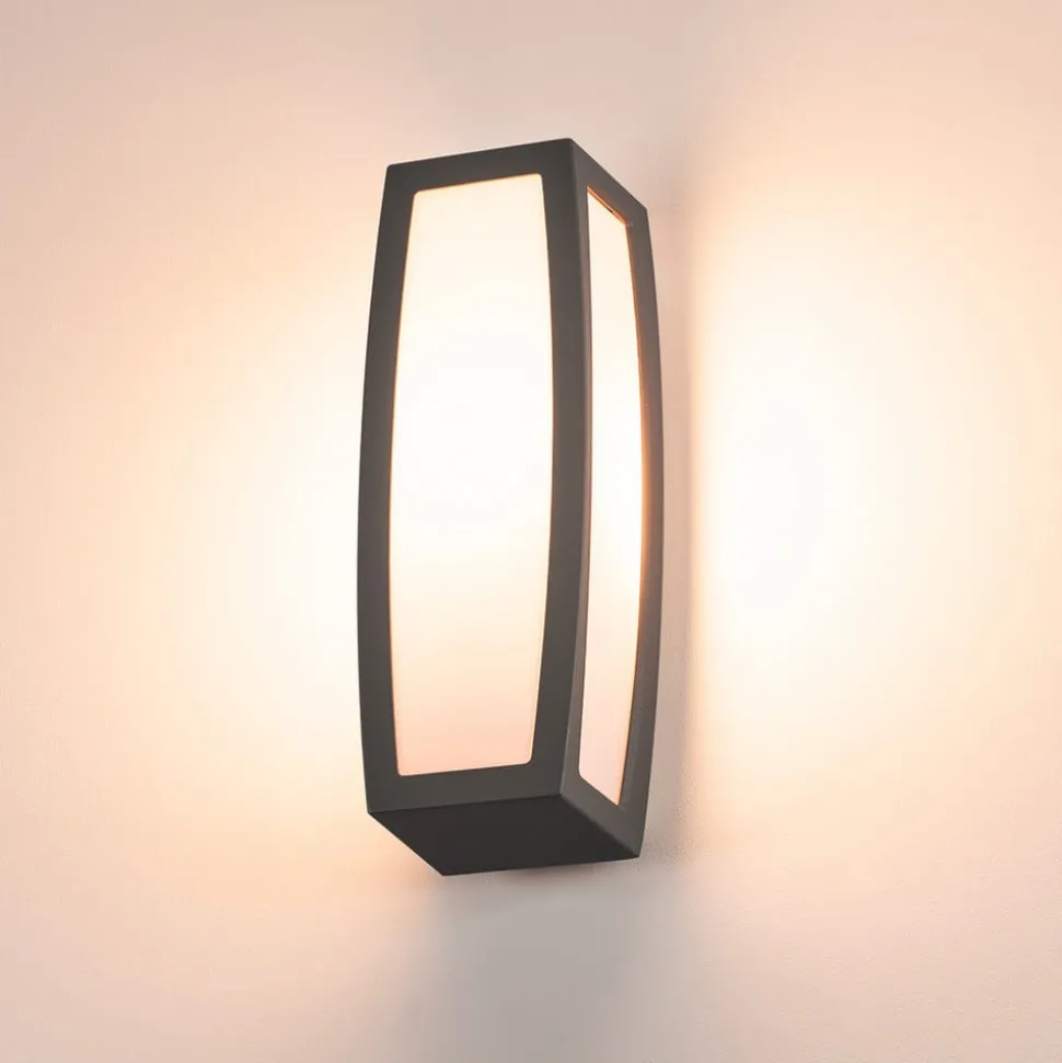 SLV Meridian Box buitenwandlamp, antraciet, breedte 13 cm