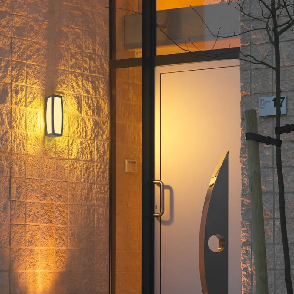 SLV Meridian Box buitenwandlamp, antraciet, breedte 13 cm