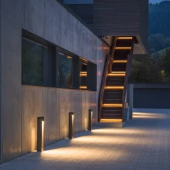 SLV Quad Pole LED tuinpadverlichting, antraciet, aluminium, hoogte 90 cm