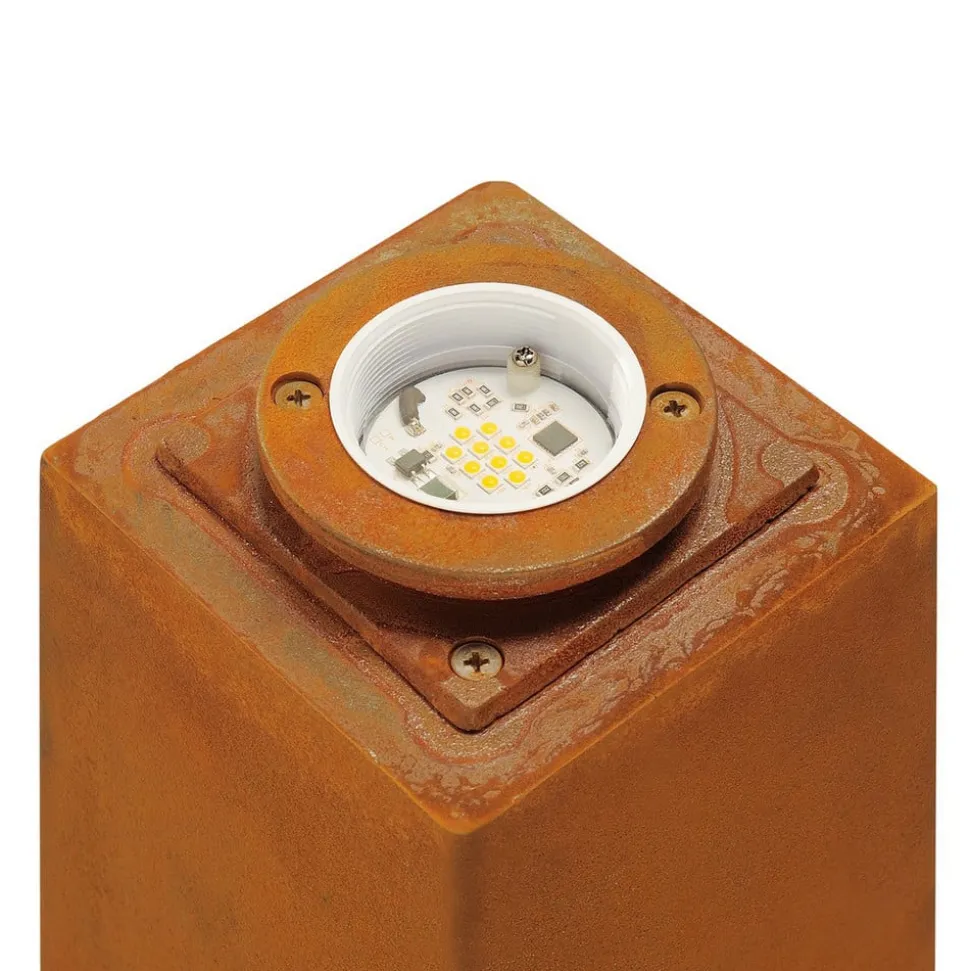 SLV Rusty vierkante LED sokkellamp roestbruin