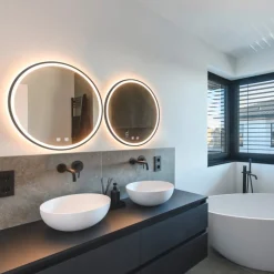 SLV Trukko LED wandspiegel IP44 CCT zwart Ø 61cm