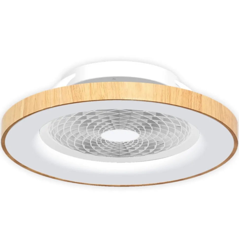 Smart LED plafondventilator Tibet, houtkleurig, stil, Ø 65 cm