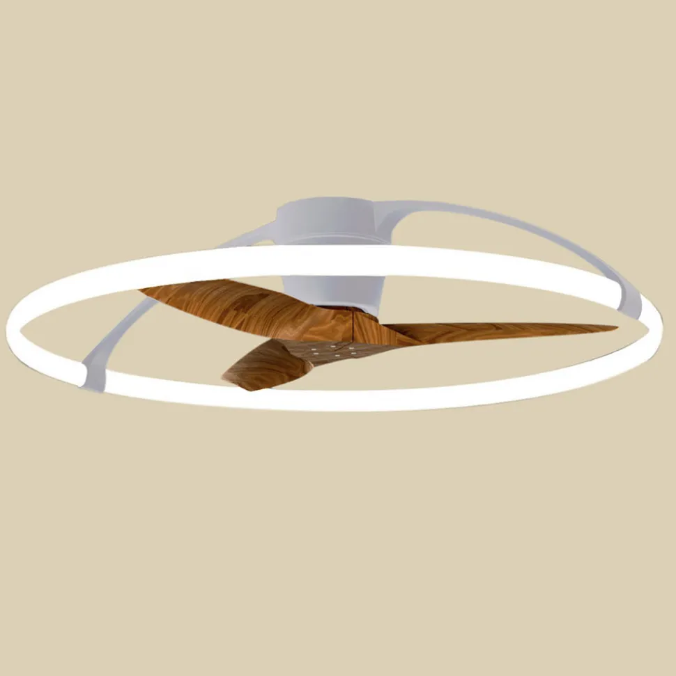 Smart LED plafondventilator Nepal, zilver/notenhout, DC, stil