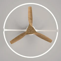 Smart LED plafondventilator Nepal, wit/beuken, DC, stil