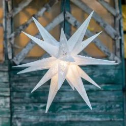 Sneeuwvlokken-ster buiten, 18-punten, bedrukt