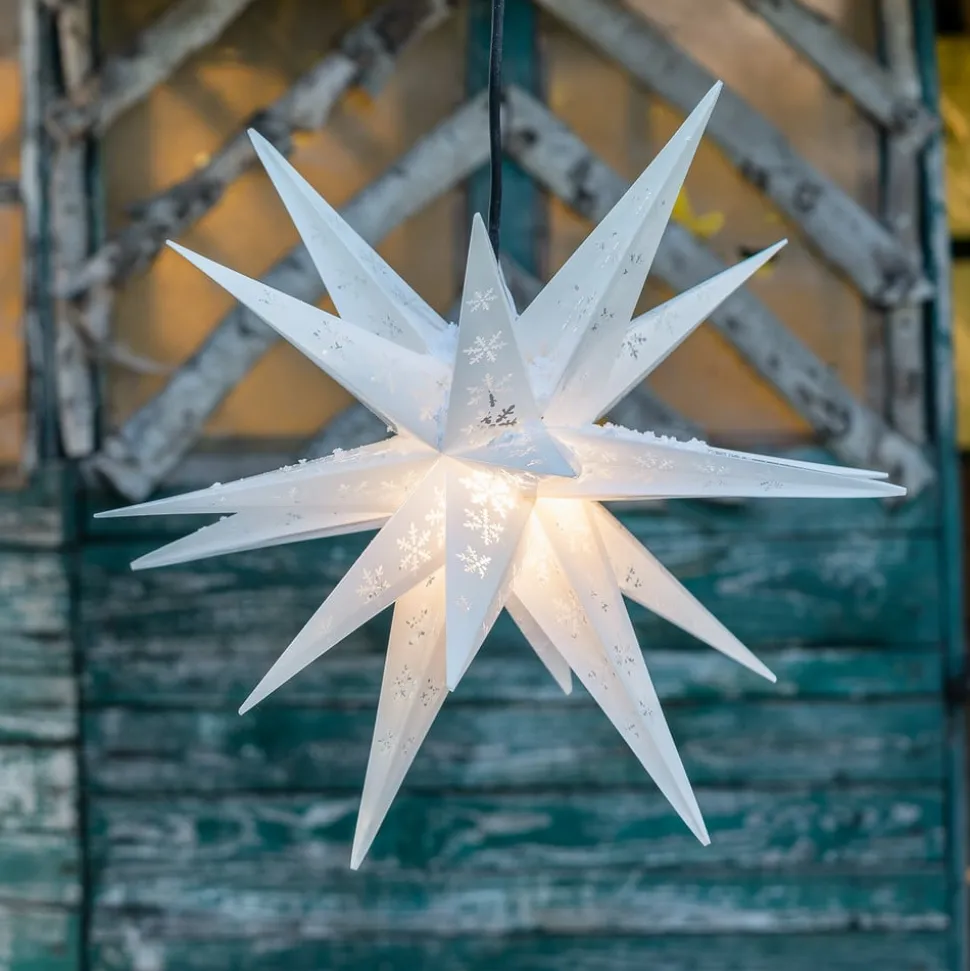 Sneeuwvlokken-ster buiten, 18-punten, bedrukt
